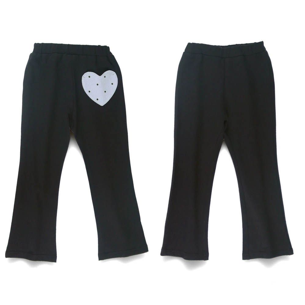 愛心口袋彈力長褲-素面-黑