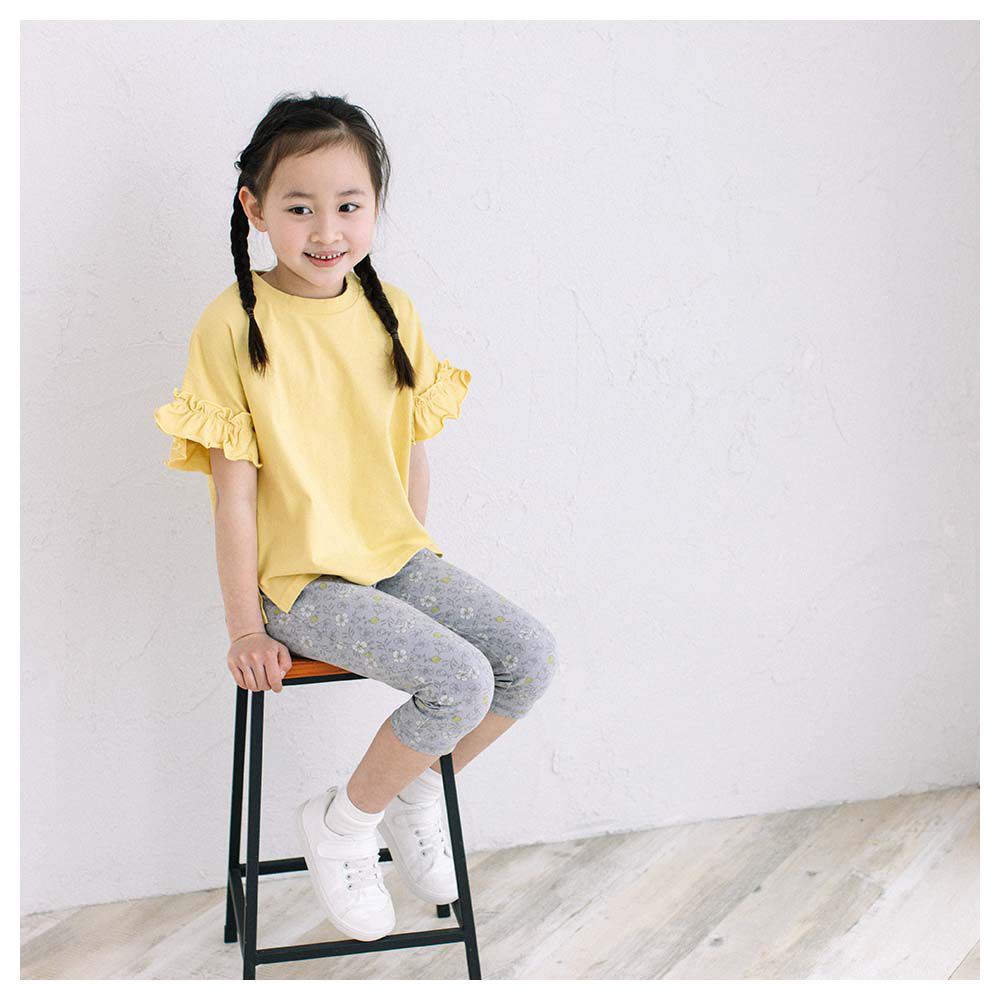 日本 ma lalumiere store - 荷葉邊清爽素色短袖上衣-牛奶白