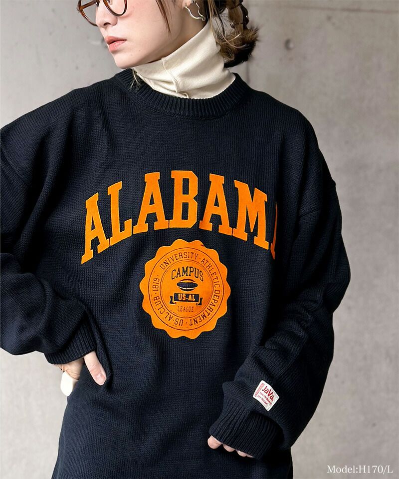 日本 Classical Elf - 圓領印花針織大學T-淺米杏