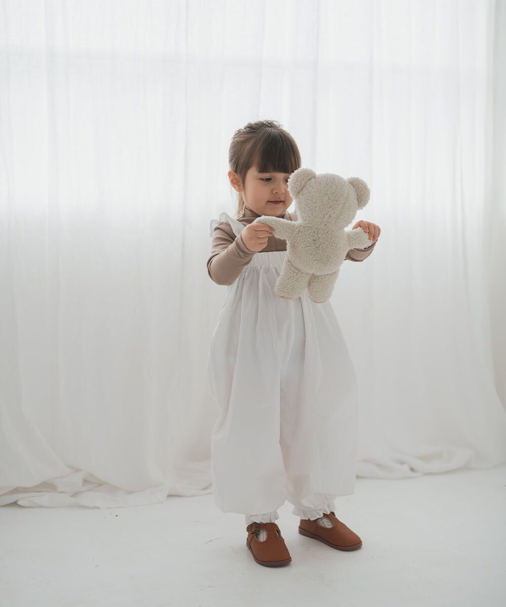 日本 riziere - 可愛荷葉澎澎燈籠吊帶褲-黑