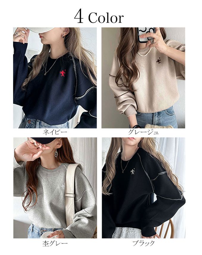 日本 Classical Elf - 線條感logo厚磅針織長袖上衣-黑