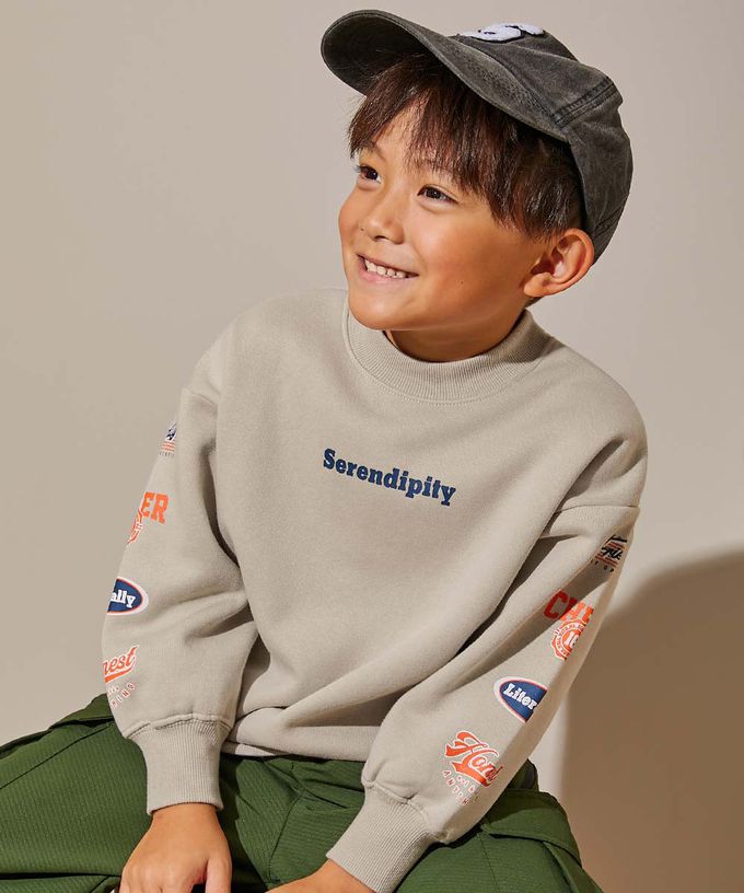 日本 devirock - 裏起毛個性印花大學T-條碼-燕麥白