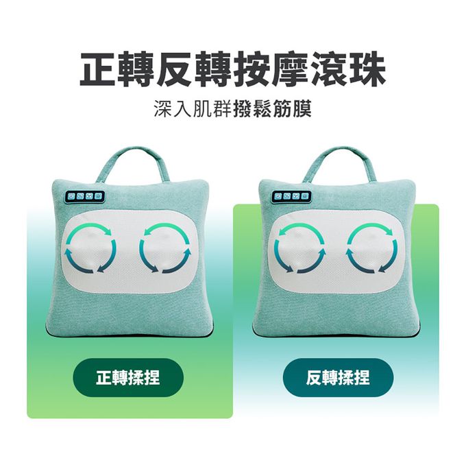 3ZeBra - 溫揉枕｜無線溫感按摩枕-灰藍色