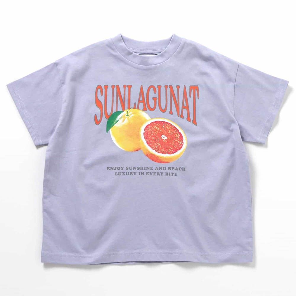 美式風格印花短袖上衣-葡萄柚-淺紫