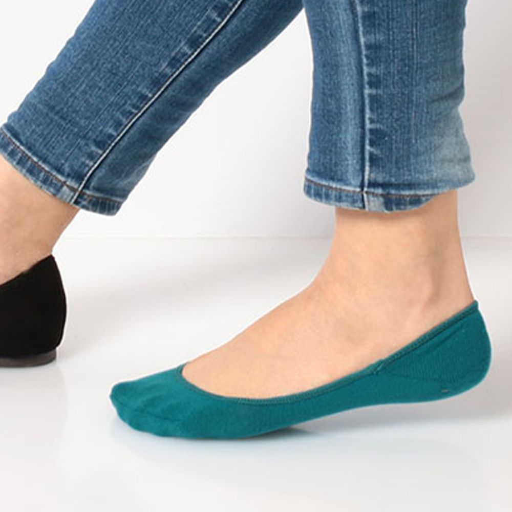 日本 okamoto - 超強專利防滑ㄈ型隱形襪-吸水速乾-綠 (23-25cm)-棉混