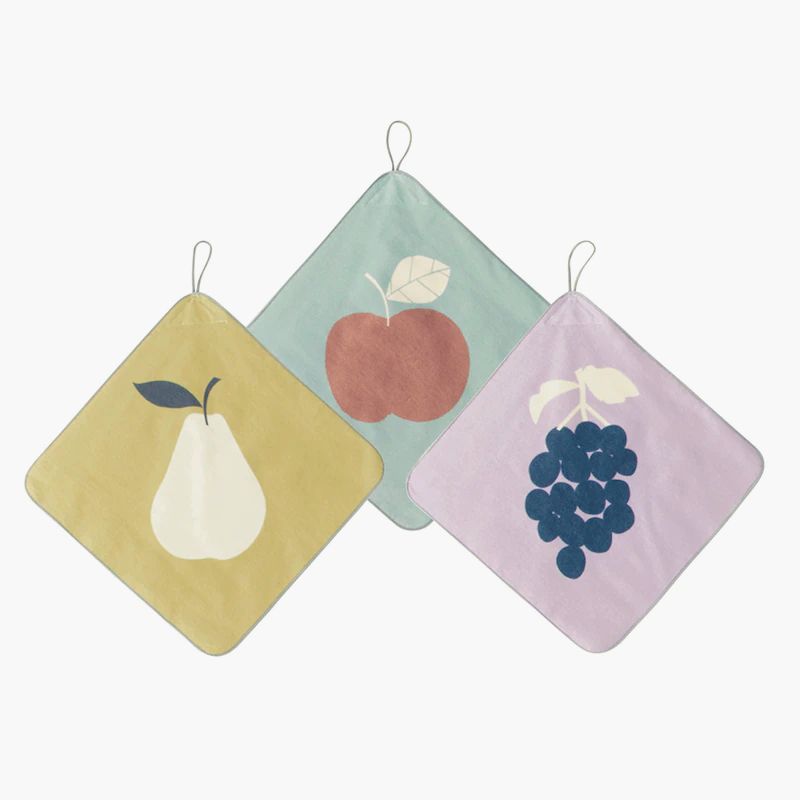 日本千趣會 - 純棉吸水擦手巾/手帕3件組-食物 (34x34cm)