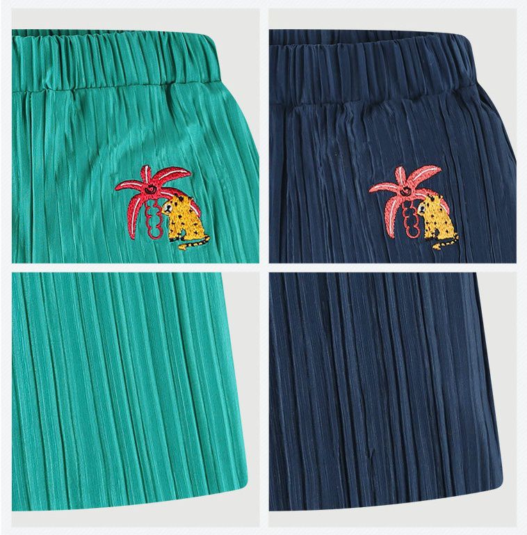 韓國 milk mile - 鬆緊腰寬版風琴褲-綠