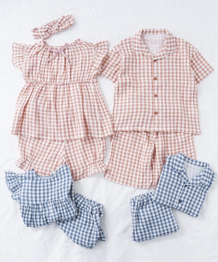 日本 apres les cours - 柔軟綿紗荷葉邊成套家居服-小花-黃