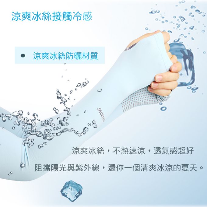 NAMATETSU - 女款 手掌防滑防曬冰涼袖套-藍色