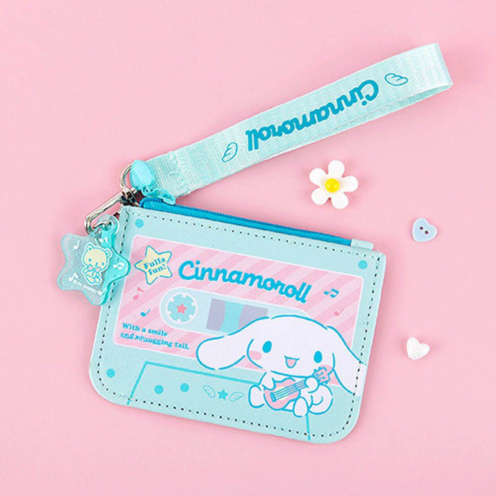 (可拆式掛繩)錄音帶風格零錢包-卡通人物大耳狗-水藍 (12x9cm)