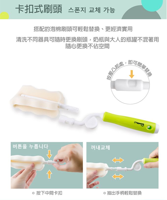 韓國 Maming - 泡棉奶瓶刷頭補充包(2入) (韓國原裝進口)