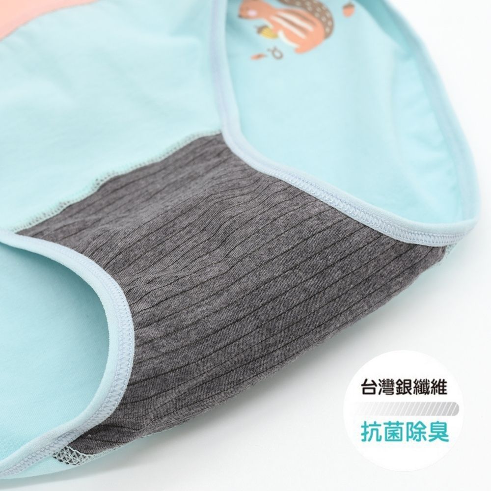 銀離子抗菌三角褲(女性45-72kg)-條紋松鼠-粉藍