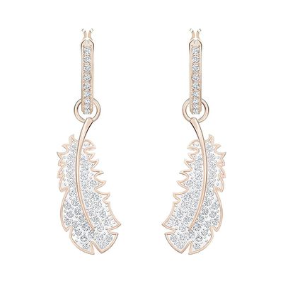 SWAROVSKI - 造型質感耳環 (樹葉)