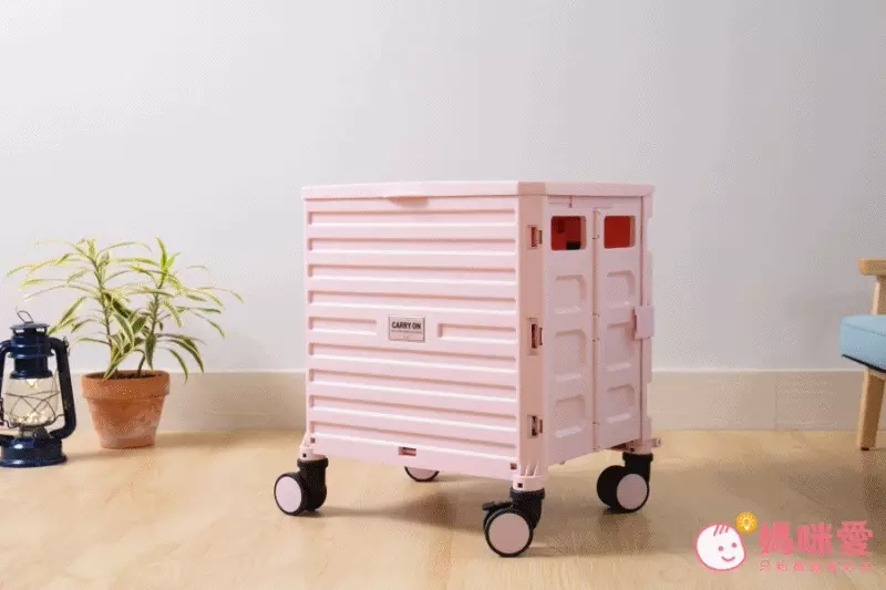 韓國 Daily Like - 四輪折疊手拉車／購物車-橄欖綠 (展開：40X36X46cm，折疊：40X10X46cm)