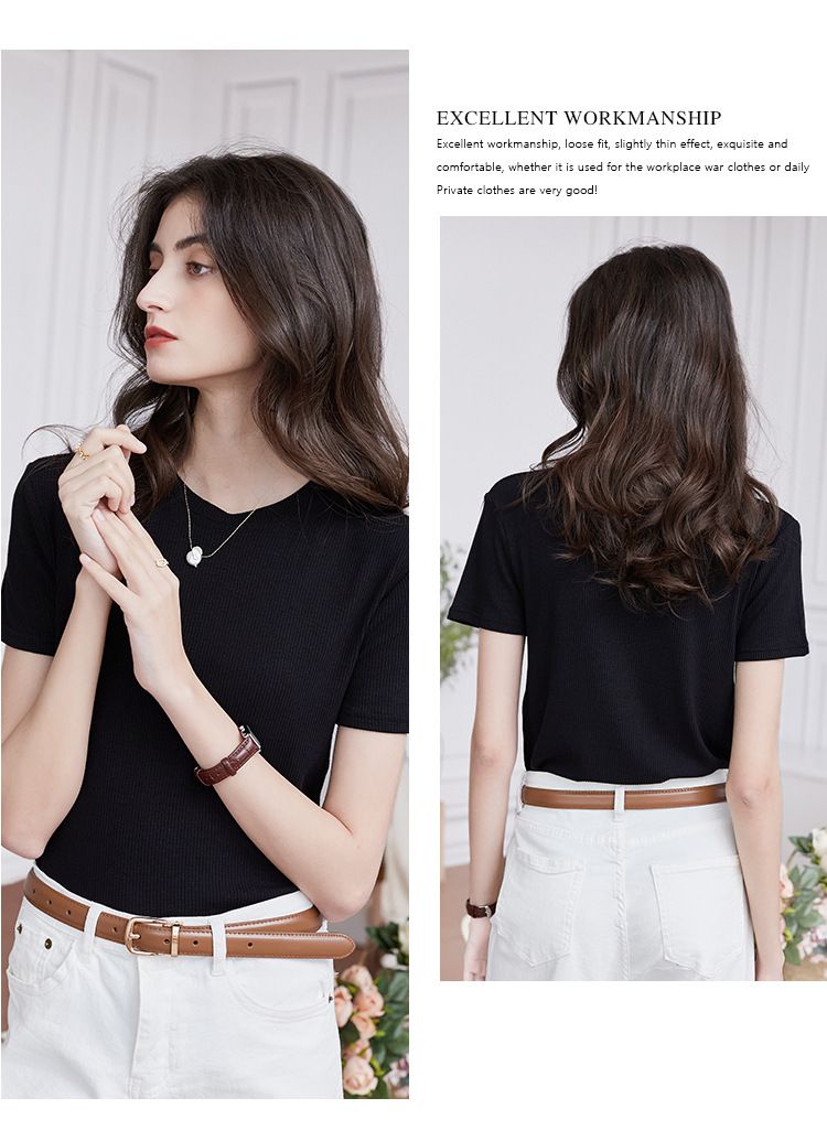 慵懶格調圓領短袖上衣-淺紫色 (M)