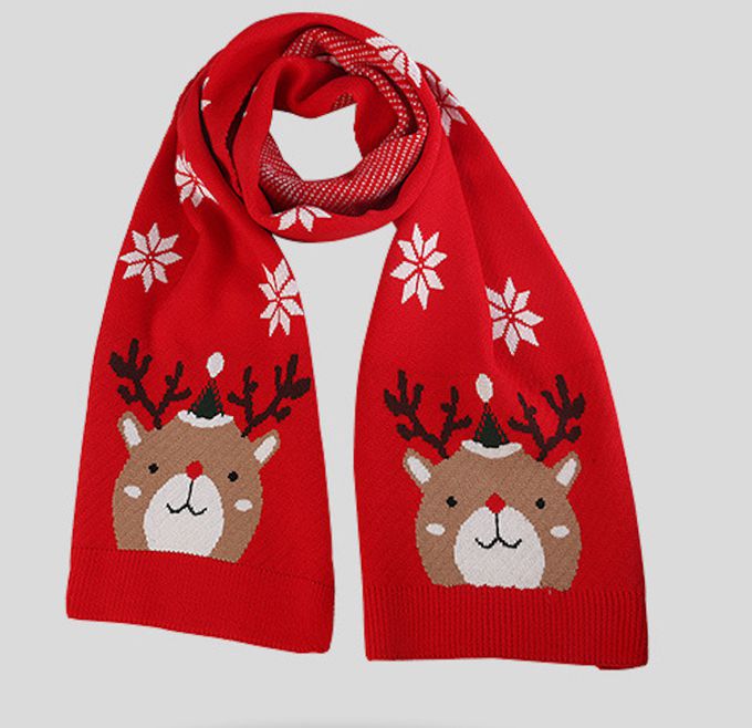 Love, Charlotte - 聖誕麋鹿針織毛線圍巾-紅色 (3歲+)