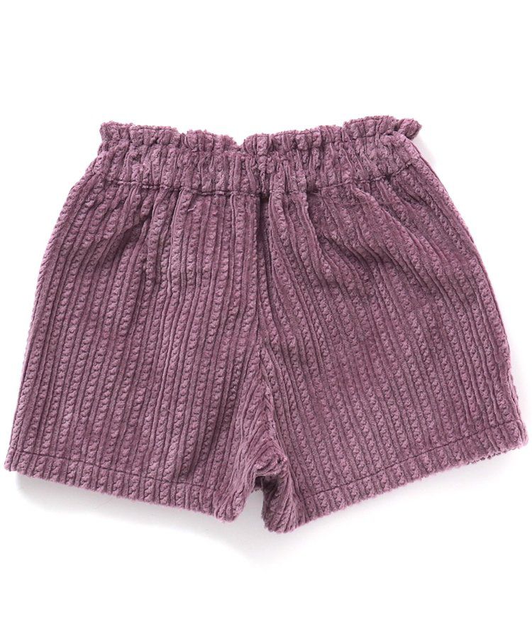 日本 apres les cours - 蝴蝶結口袋燈芯絨短褲-葡萄紫