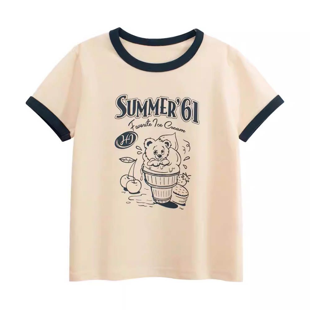 純棉短袖上衣-最愛霜淇淋-米杏