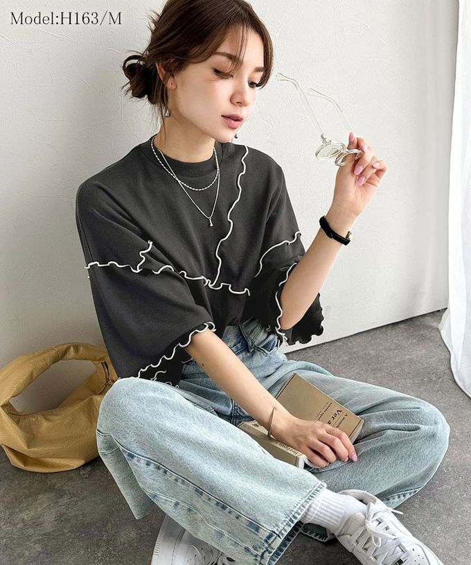 日本 Classical Elf - 木耳QQ俏麗造型寬袖上衣-炭黑