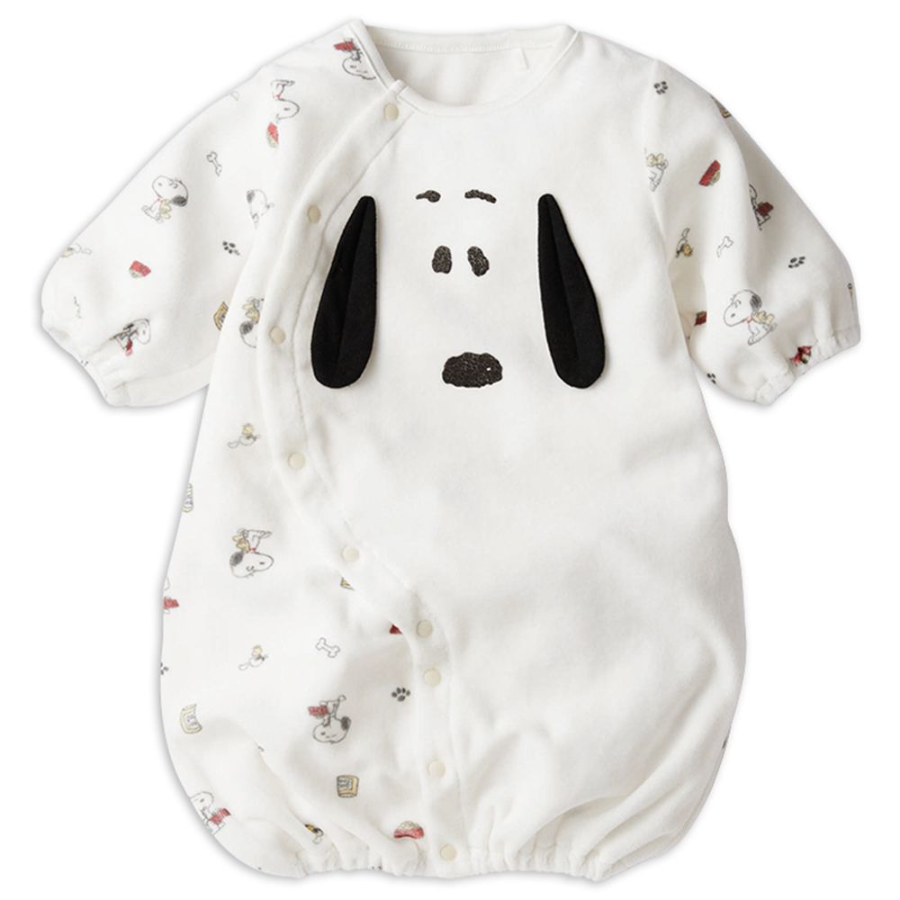 長袖連身衣-史努比 大臉圖案-米白色 (50~60cm)