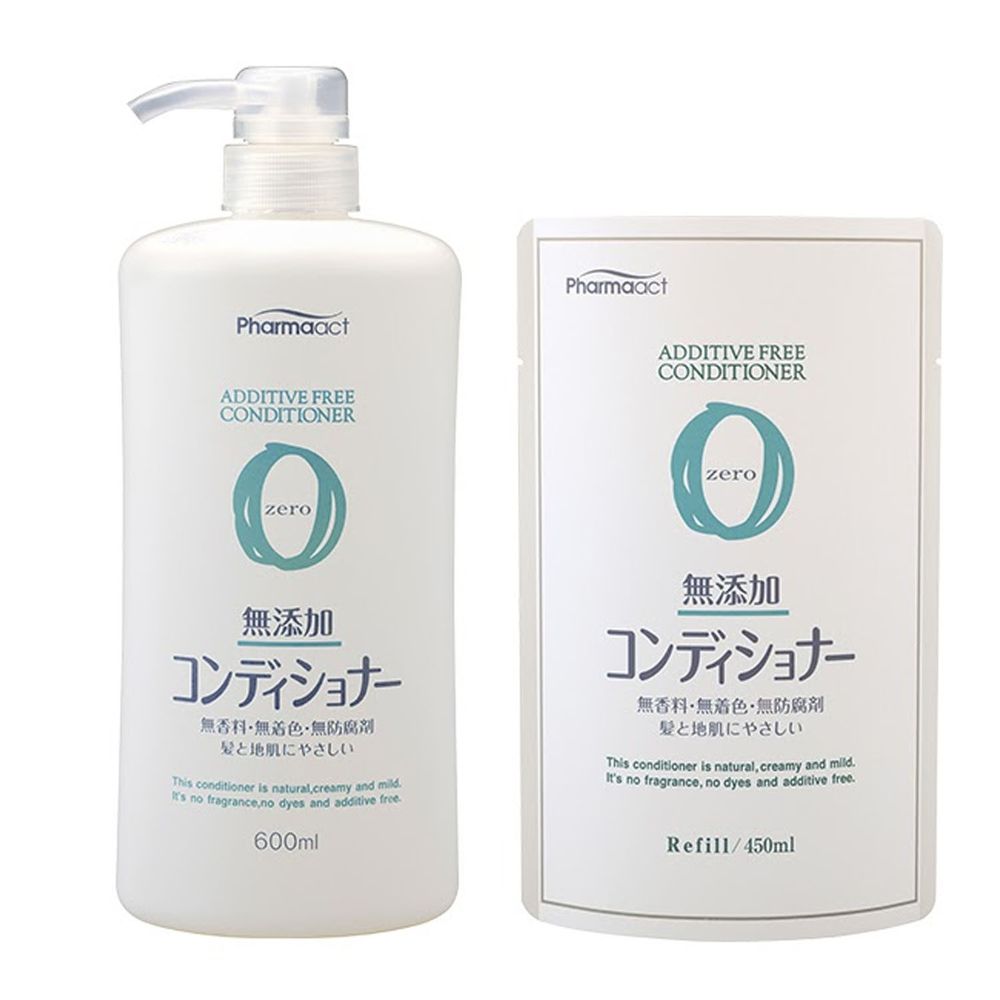 日本熊野油脂 KUMANO - PharmaACT 無添加潤髮乳-1瓶1補實用組-600ml*1+450ml*1