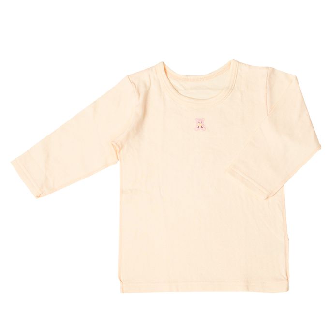 akachan honpo - 長袖圓領上衣2件組-蓬鬆棉 小熊&杯子蛋糕-粉紅色