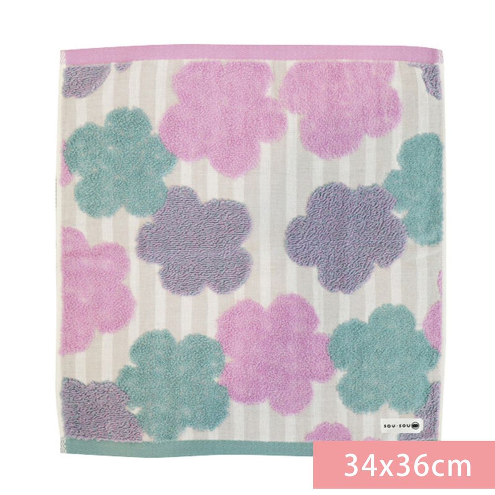 日本代購 - 【SOU·SOU】日本製今治純棉刺繡方巾-布芝空薔薇 (34x36cm)