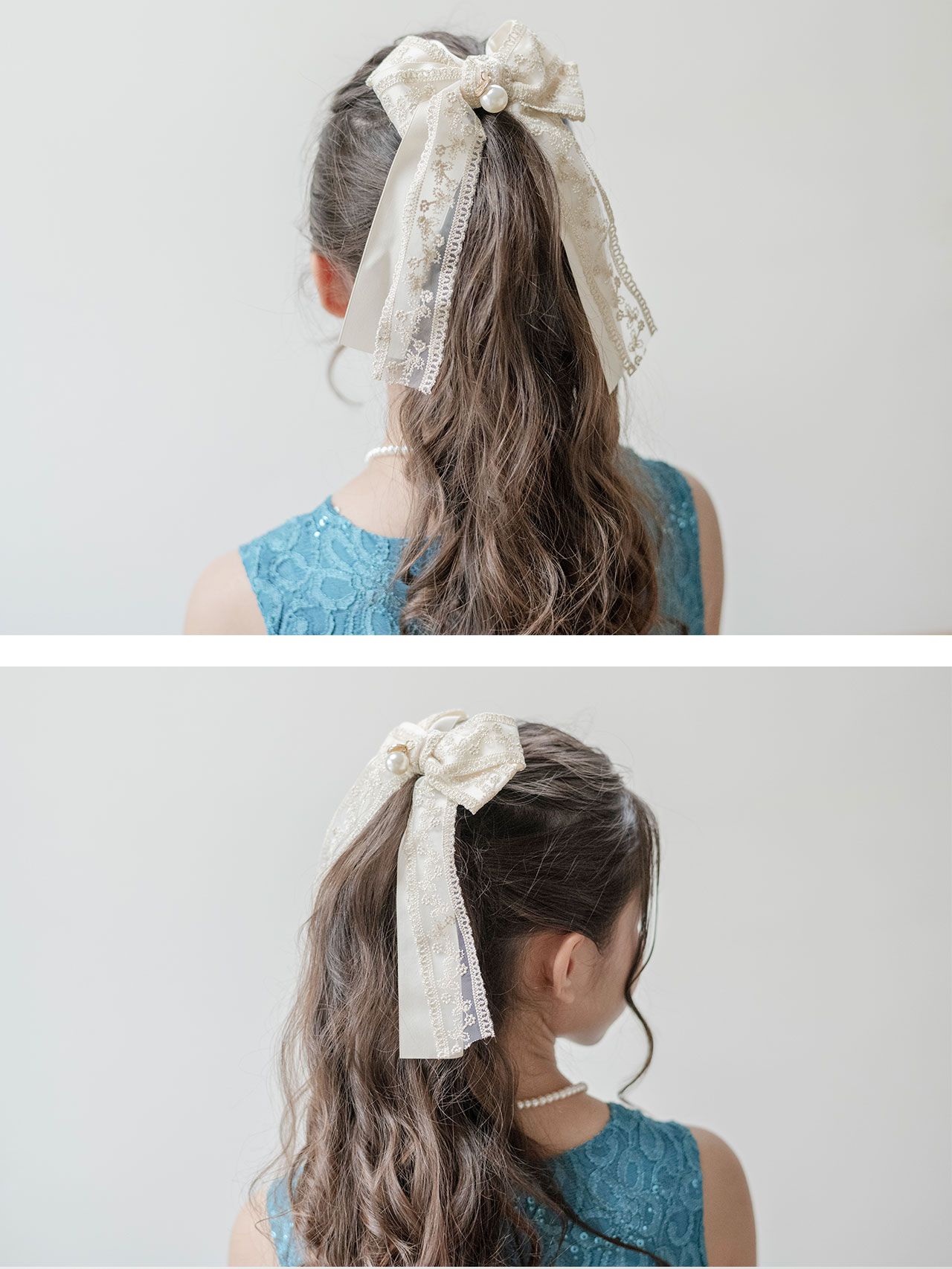 日本 Catherine Cottage - 歐式古典蕾絲公主蝴蝶結髮夾-象牙白