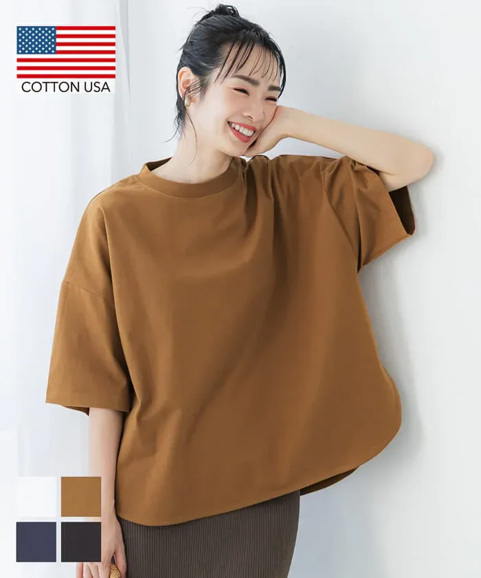 日本 COCA - 100%美國棉 落肩寬袖上衣-米白