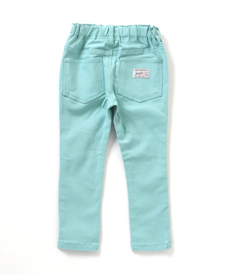 日本 BREEZE - [推薦]定番彈力鬆緊合身長褲-藍綠格紋