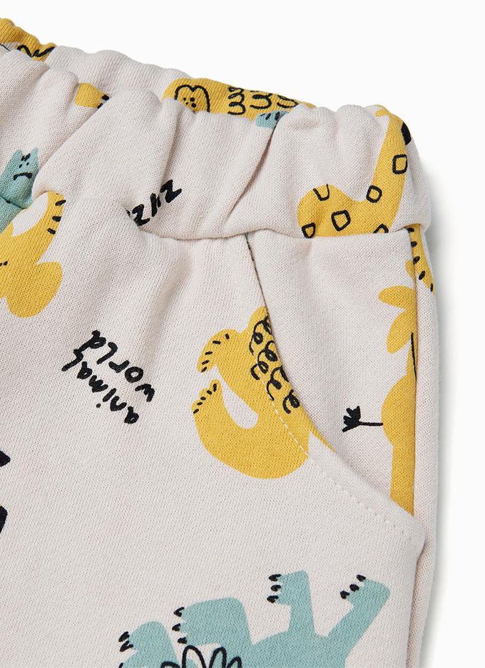 韓國 OZKIZ - 森林動物園內磨毛長袖套裝-杏灰