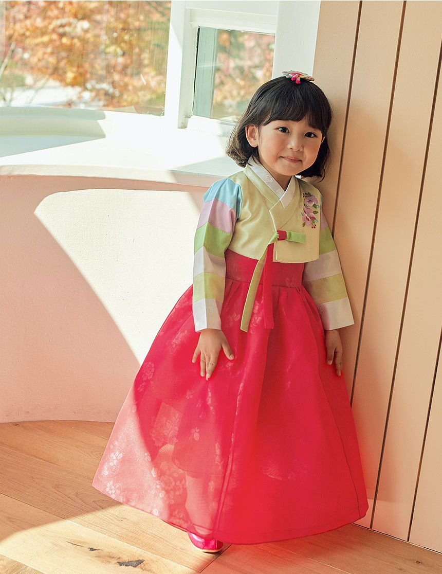 韓國 yedam - 女寶韓服-淺黃X紅-不含頭飾