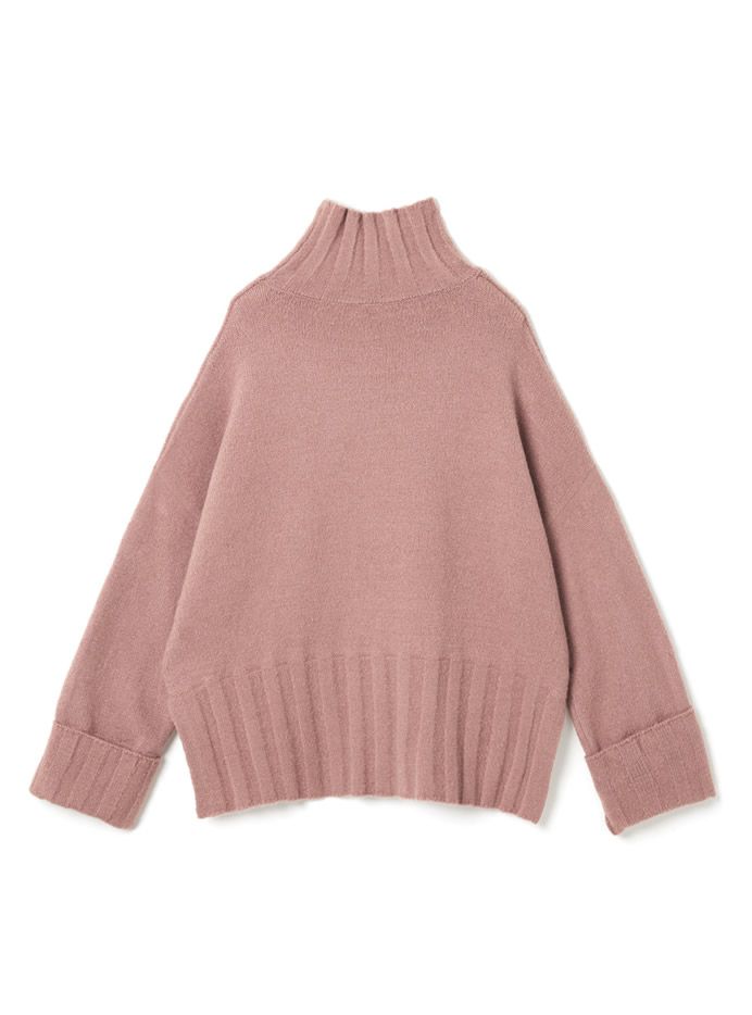 日本 GRL - 慵懶少女高領超長袖毛衣-櫻花粉