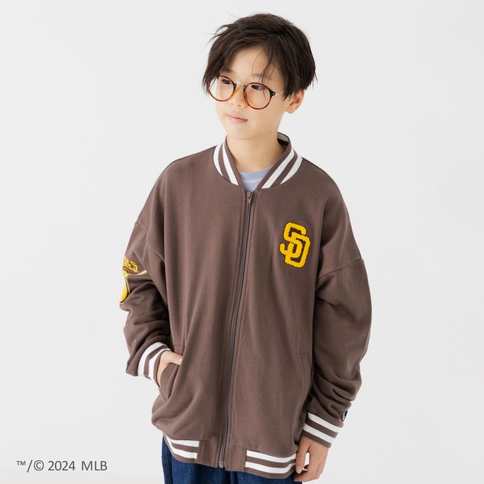 日本 Chil2 - MLB聯名 刺繡logo保暖運動外套-聖地牙哥教士-摩卡