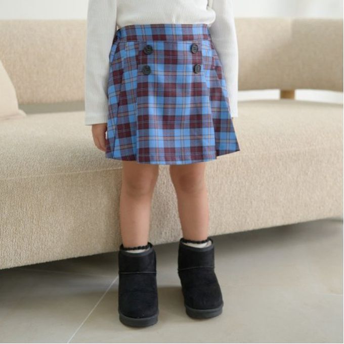 日本 Lycee mine - 學院風俏麗格紋褲裙-窗櫺格紋-淺灰x黃