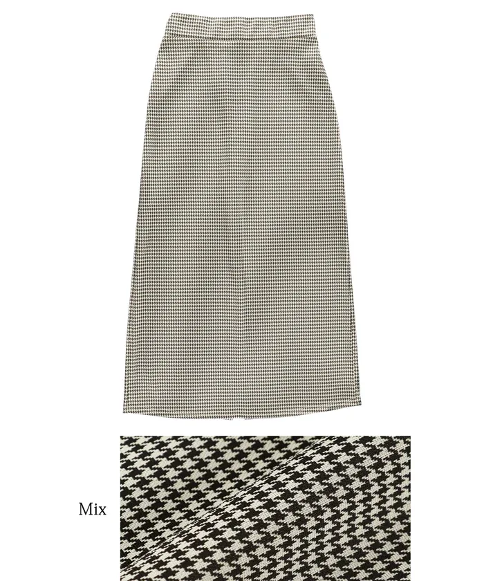 日本 COCA - 修身優美千鳥格後開叉長裙-黑白