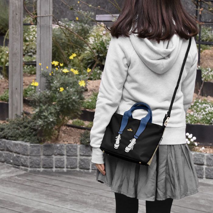 mis zapatos - 兩用斜挎包(尼龍)-霧金-BE米色 (17*22*8cm)