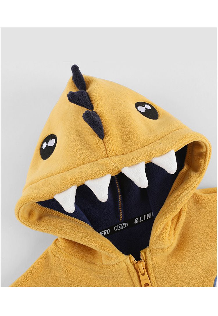 雙面搖粒絨造型外套-鯊魚-黃色
