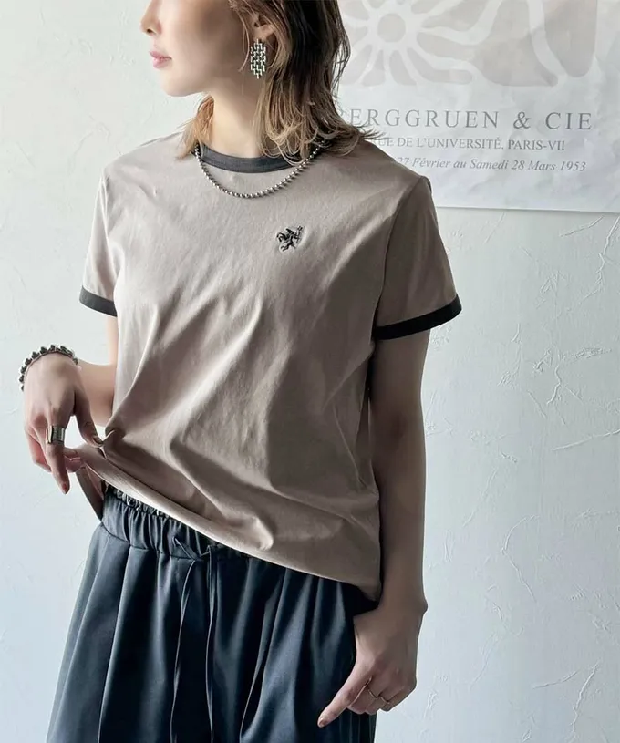 日本 Classical Elf - logo刺繡滾邊光澤感短袖T恤-白