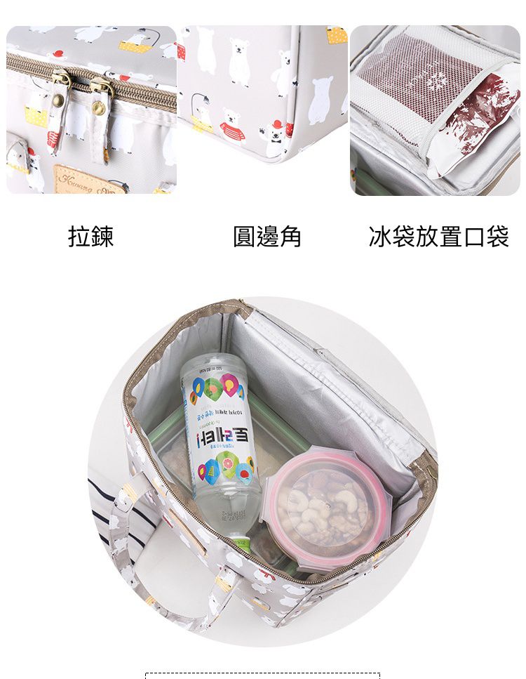 文青手提超輕量保溫防水野餐袋-粉紅兔兔 (25*23*16cm)