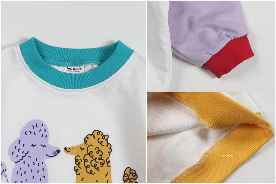 韓國 First Blue - 貴賓狗拼接色T-綠