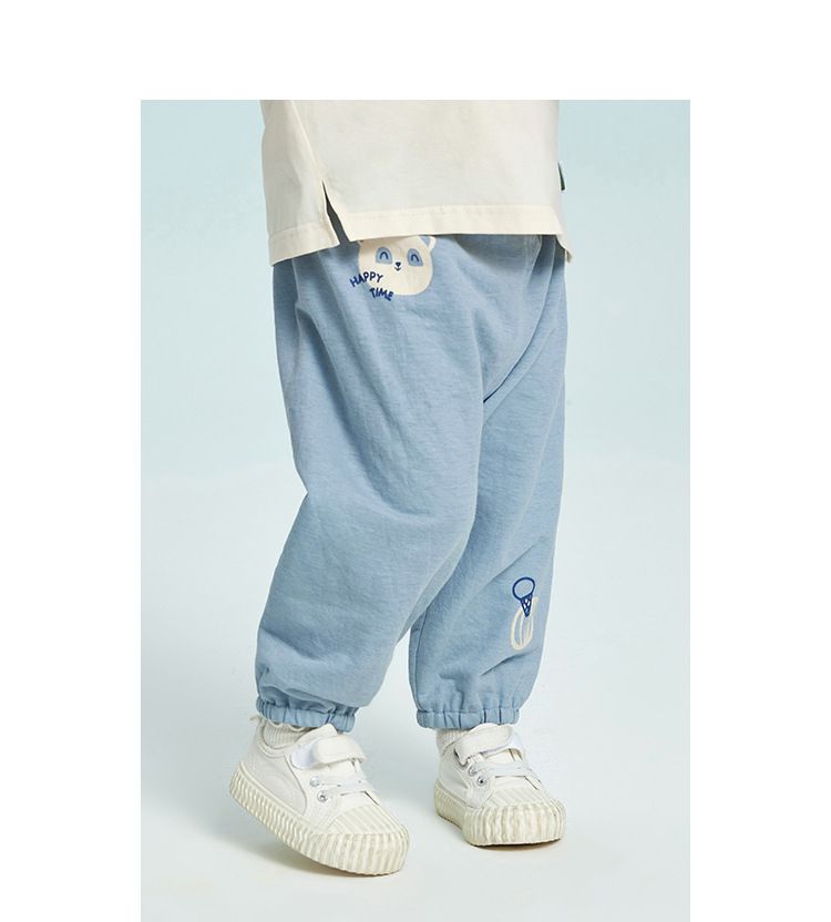 寬鬆束口防蚊褲/空調褲-兔子與小花-粉色