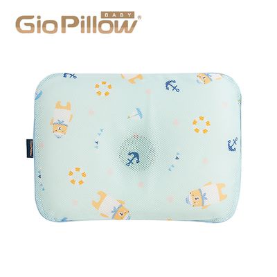 韓國 GIO Pillow - 超透氣護頭型嬰兒枕S/M號-水手熊藍