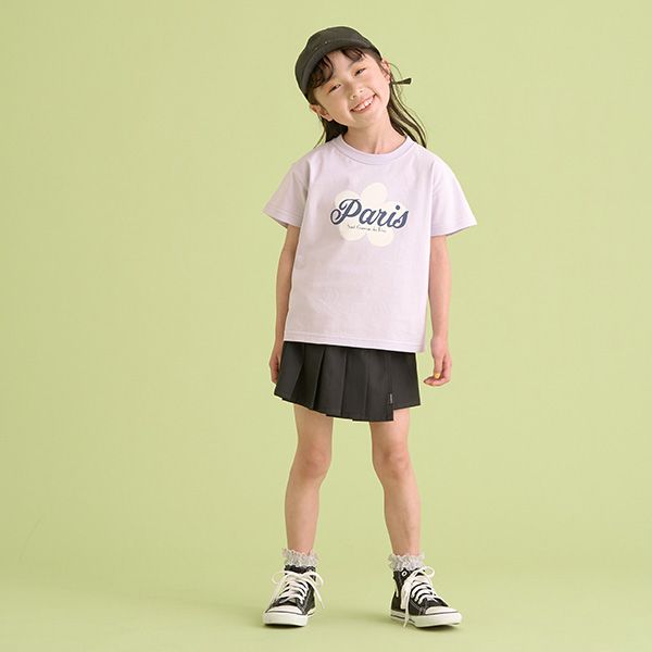 日本 Lycee mine - 可愛少女標語印花短袖上衣-黑色獨角獸