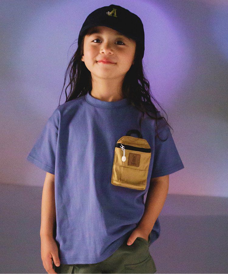 日本 BREEZE - 聯名款 夜光拉鍊大口袋短袖上衣-卡其