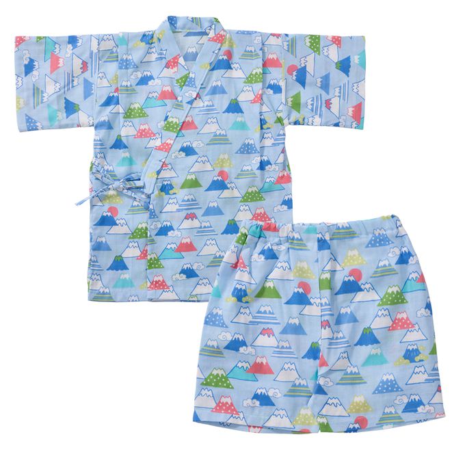 akachan honpo - 兩件式甚平-富士山-淺藍色