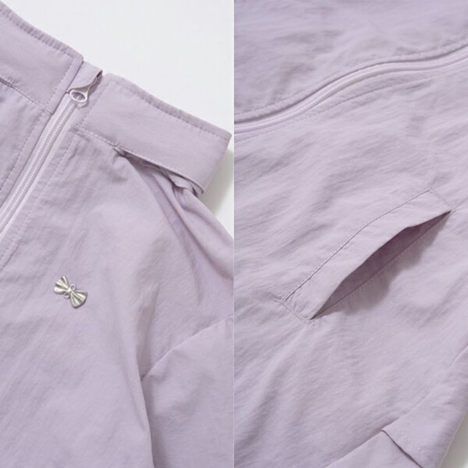 日本 Lycee mine - [熱銷款] 防潑水 甜美荷葉邊傘狀派克外套-薰衣草