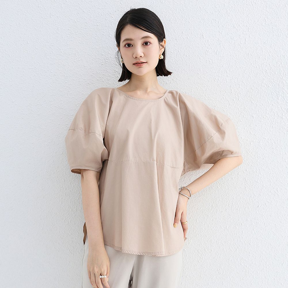 設計感廓形泡泡袖上衣-米色 (F)