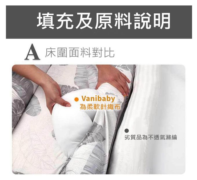 Vanibaby - 嬰兒床中床豪華9件組 -(機洗機烘 頂級純棉)-繽紛彩虹