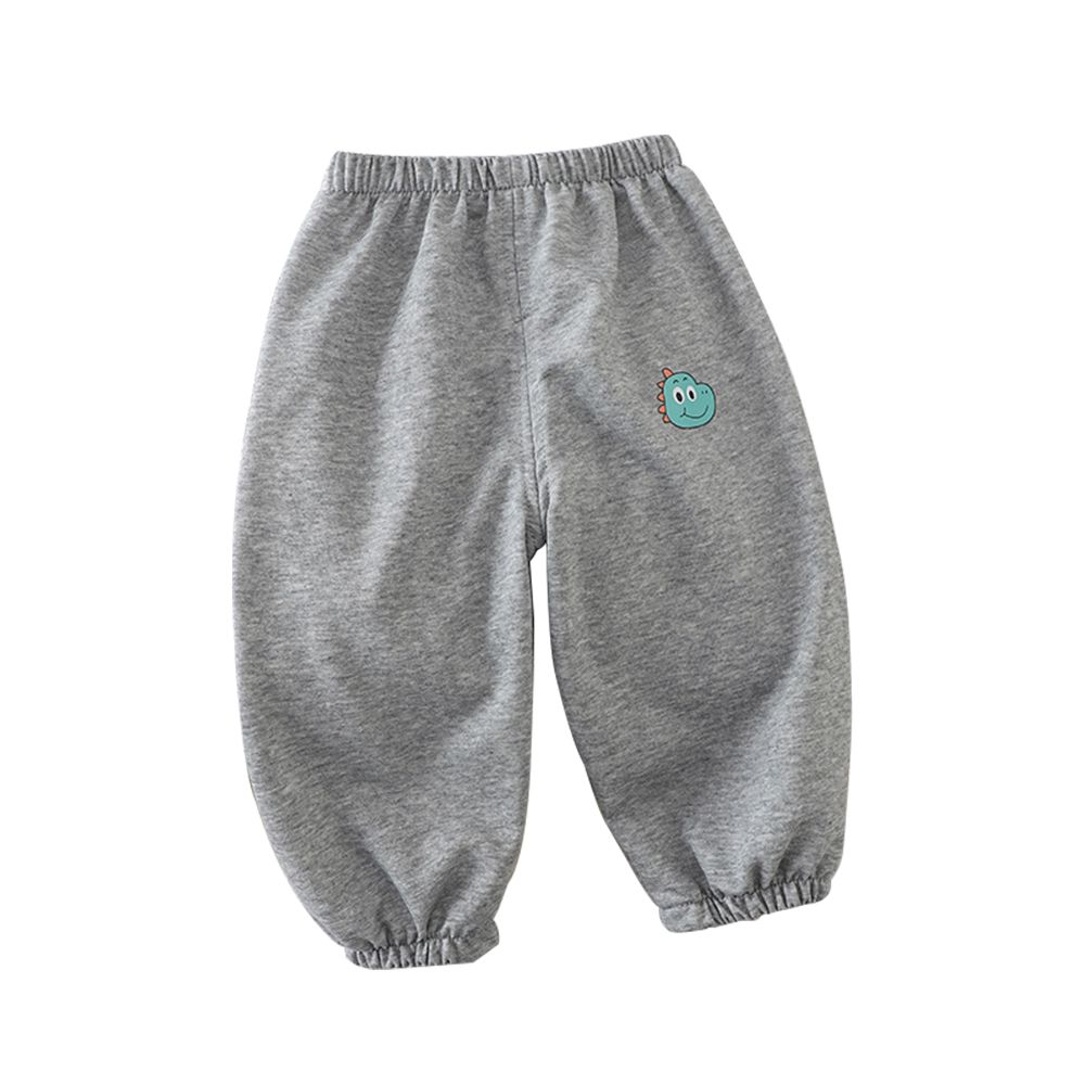 3入-簡約款素色兒童長褲 防蚊褲 運動褲-灰色恐龍+隨機2件